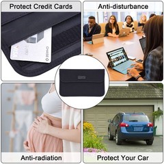 Wisdompro Faraday Bag, RFID Signal 9.5 x 5.5 inches, Black (9.5 x 5.5)