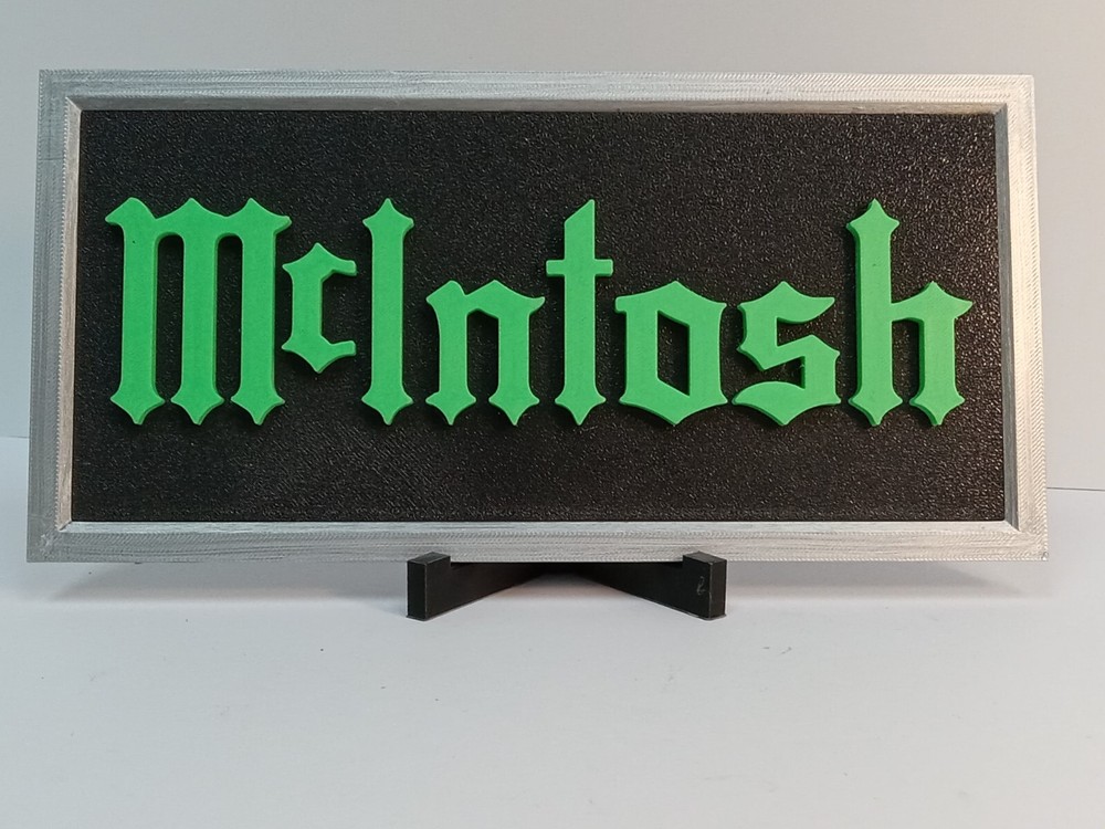 McIntosh Lettering Sign Green on Textured Black – 10.5 x 4.5 MUST SEE