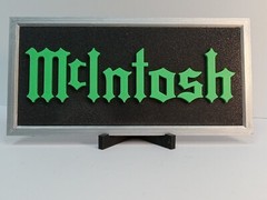 McIntosh Lettering Sign Green on Textured Black – 10.5 x 4.5 MUST SEE