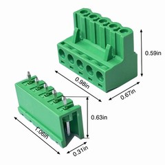 10 Set 5 Pin 5.08mm Pitch PCB Mount Screw Terminal Block Male Female Plug In