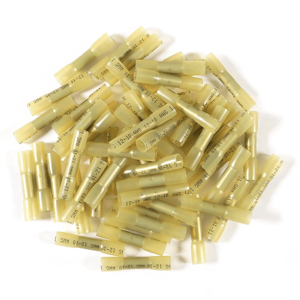 200-500X Yellow Heat Shrink Butt Wire Connectors Crimp Terminals AWG 12-10 Gauge