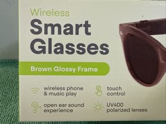 New WeariQ Wireless Smart Glasses Bluetooth, Black Polarized Lenses, Brown Frame