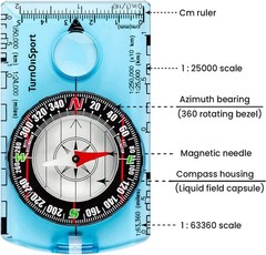 TurnOnSport Orienteering Compass – Advanced Scout for Green Orange