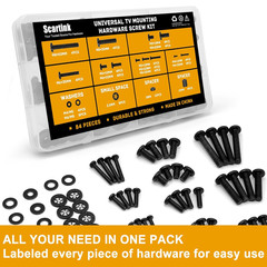Universal TV Mounting Screws Hardware Kit with Box, Includes M4 M5 M6 M8 (Black)