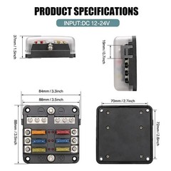 6 Way Blade Fuse Box Block FuseBox Holder Auto Marine Bus Bar Car Kit 12V 24V US