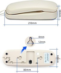 Trimline Corded Wall Phone – Elegant White Analog Phone for Seniors, 3.15”x9.06”