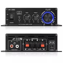 Black 2.0 Channel AK280 Mini HIFI Stereo Audio Power Digital Amplifier Speaker