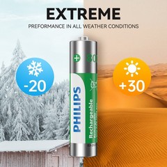16 Pack Philips AAA Rechargeable Battery 1.2V Ni-MH 800mAh For Solar Lights