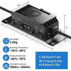 58.4V 20A Lithium Battery Charger Fast Charging for 48V LiFePO4 Lithium Battery