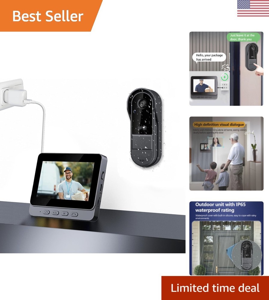 Wireless 1080P Doorbell Camera with Two-Way Audio & 170° View – No Subscription
