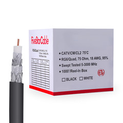 RG6 Cable COAXIAL 1000ft Bulk Coax DUAL / QUAD Outdoor 18AWG – BLACK WHITE