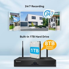 WiFi Security Camera System Smart Outdoor Wireless Color Night Vision 10CH NVR