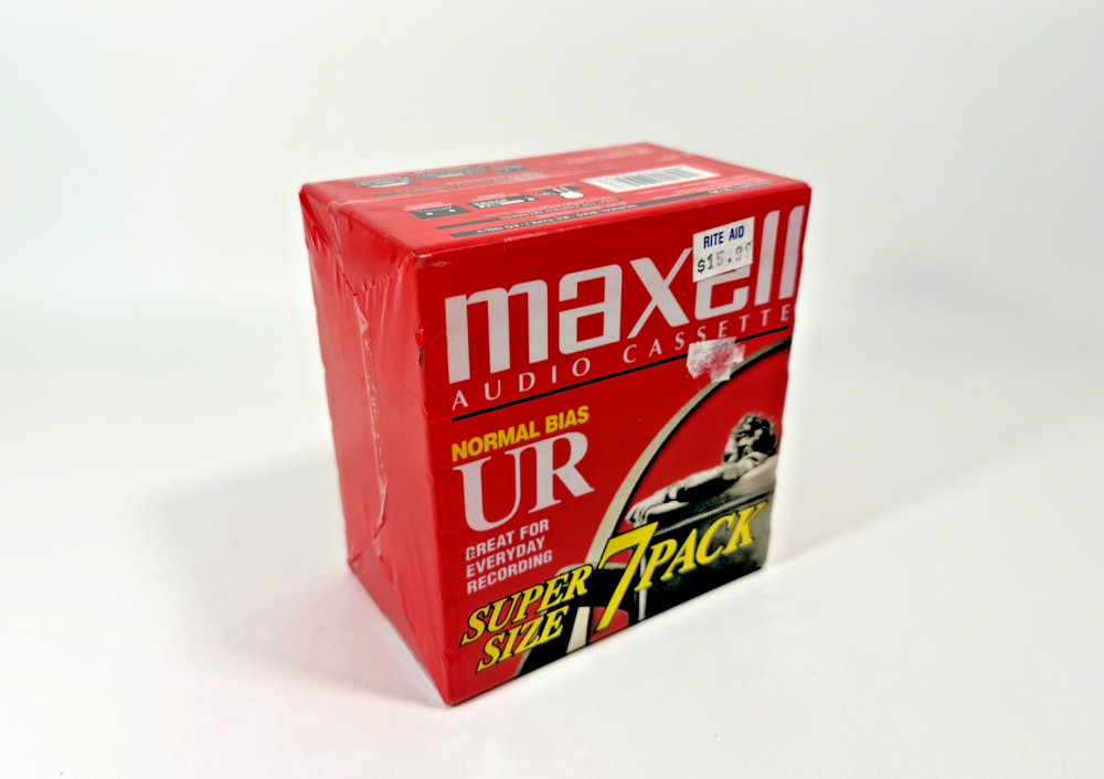 Maxell Audio Cassette Normal Bias UR 90 Super Size 7 Pack , NEW Factory Sealed
