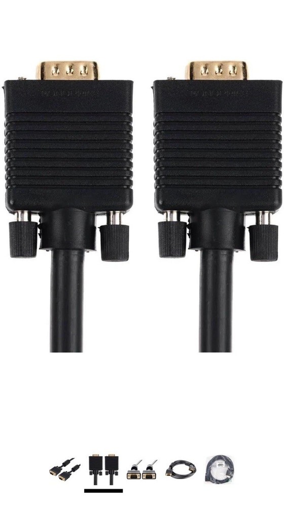 VGA Cable Male VGA to VGA Cable PC Laptop TV Monitor SVGA D-Sub Cord HD 1080p 6f
