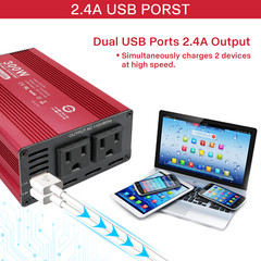 300W 600W Car Power Inverter Laptop Charger DC12V to AC110V Converter Dual USB