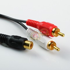Premium PVC Head RCA Audio Y Cable Adapter Splitter 1 Female to 2 Male Jack