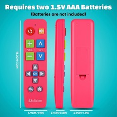 EZclicker Big Button Universal TV Remote (Pink) Simple Easy to Use, Pink