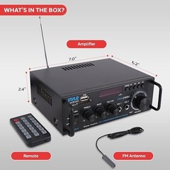 Pyle 200W Stereo Power Amplifier with Bluetooth Dual Channel Audio Receiver