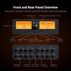Fosi Audio LC30 Amplifier/Speaker Selector Box 2Analog VU Meter DB Display Black