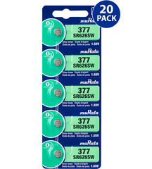 Murata 377 (SR626SW) Silver Oxide Watch Battery (20 Count) – Replaces Sony 377