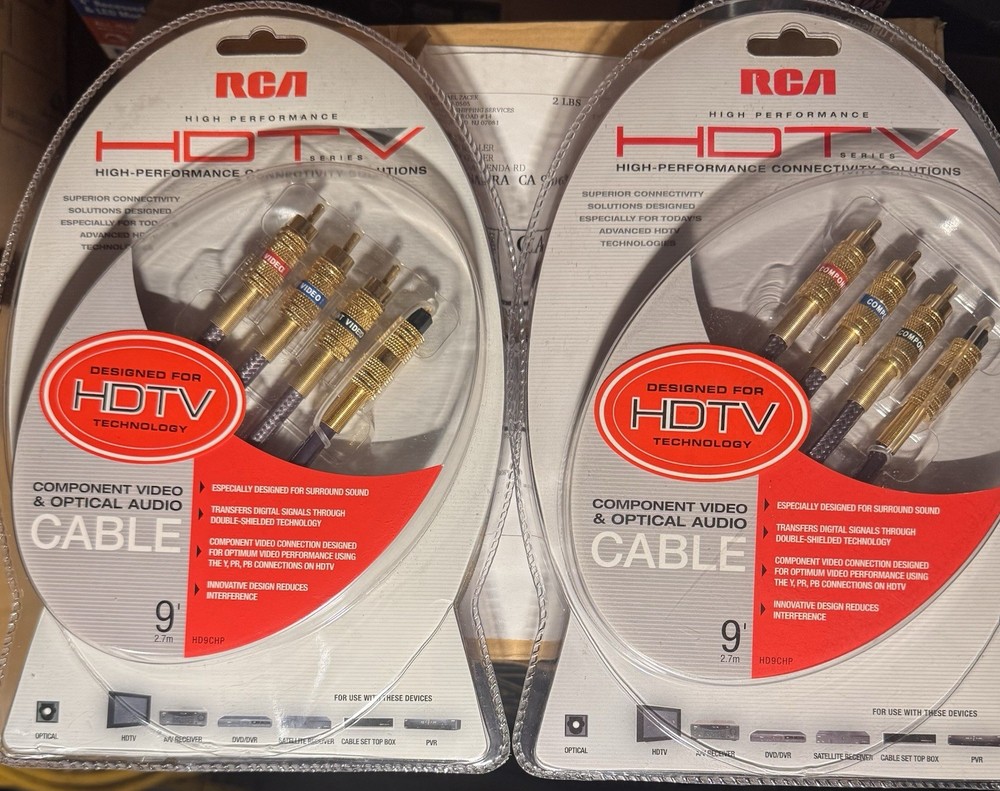 RCA HDTV Component Video & Optical Audio Cable 9 ft – Lot of (2) HD9CHP / NIP