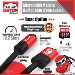 Micro HDMI to HDMI Cable Adapter Converter 4K GoPro HERO 7 6 5 4 3 Camera 60Hz