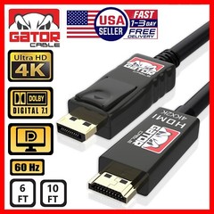 4K DisplayPort DP to HDMI Cable 60Hz 2160P 25.92Gbps HDR Audio Video Adapter PC