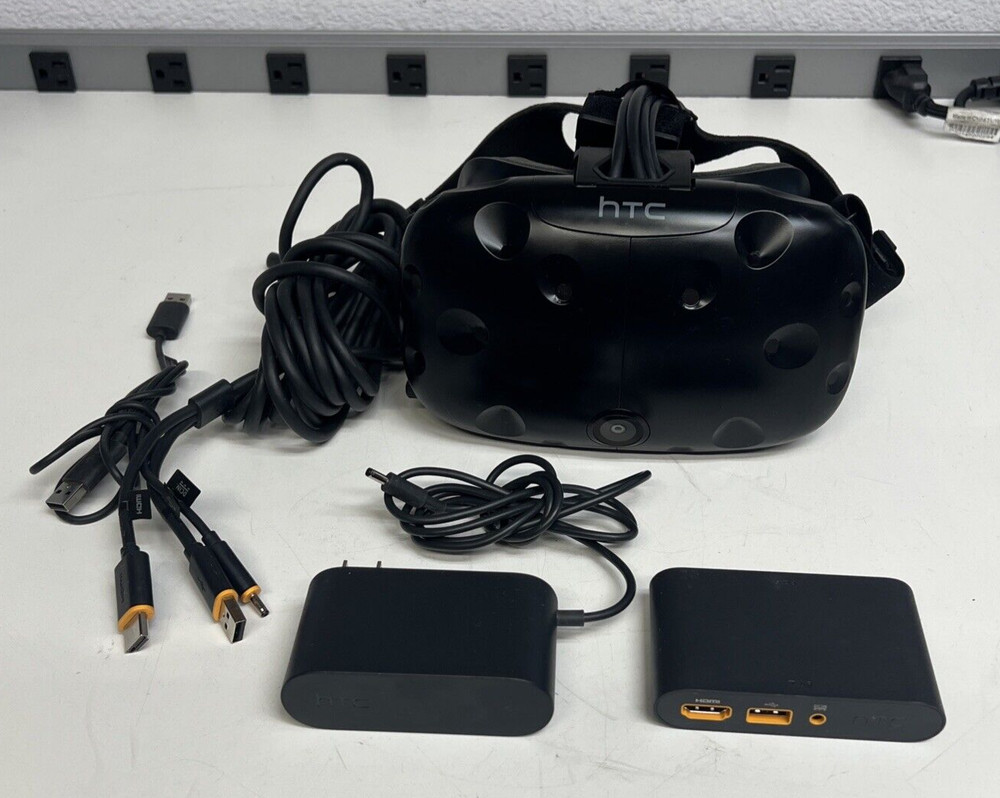 HTC Vive Virtual Reality Headset + Cable + Link Box with Power Adapter