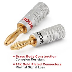 WGGE WG-009 Banana Plugs Audio Jack , 24k Gold Dual Screw Lock Speaker (6 Pairs)