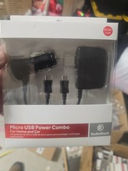 RADIO SHACK 2730888 5VDC/1.2A Micro USB Power Combo for Home and Car