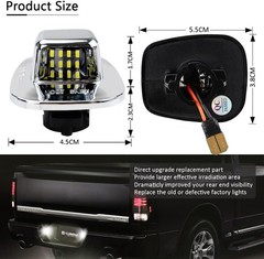 LED License Plate Light Tag Lamp Assembly Chrome Housing – 1988-1999 Chevy GMC