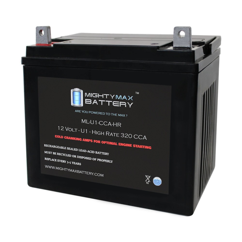 Mighty Max ML-U1-CCAHR -12 Volt, 320 CCA, Nut and Bolt (NB) Terminal, Rechargeab
