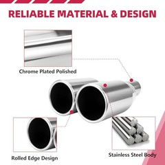 Dual Exhaust Tip 2.25 Inch Inlet 3.5″ Dual Outlet 12″ 2.25″ x 3.5″ x 12″