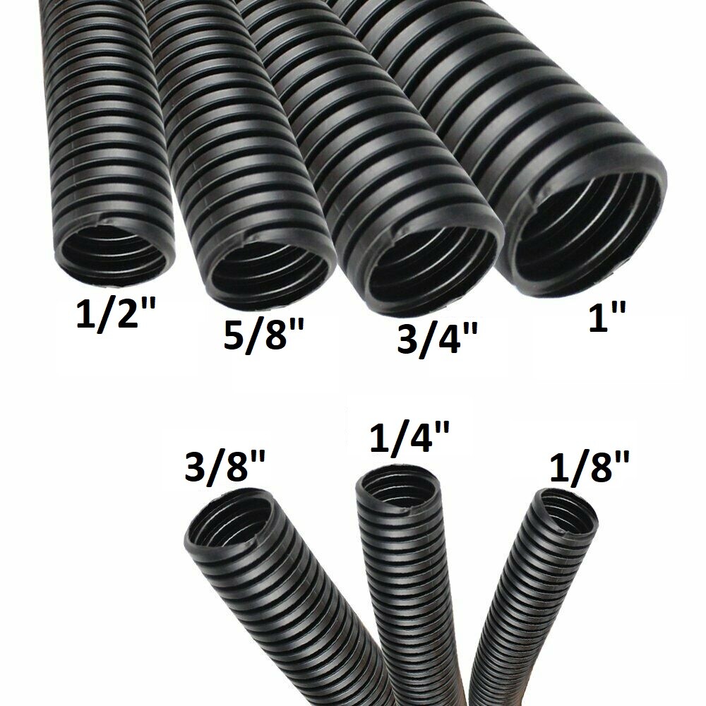 1/8″ 1/4″ 3/8″ 1/2″ 5/8″ 3/4″ 1″ Inch Split Wire Loom Tubing 5ft each size 35ft