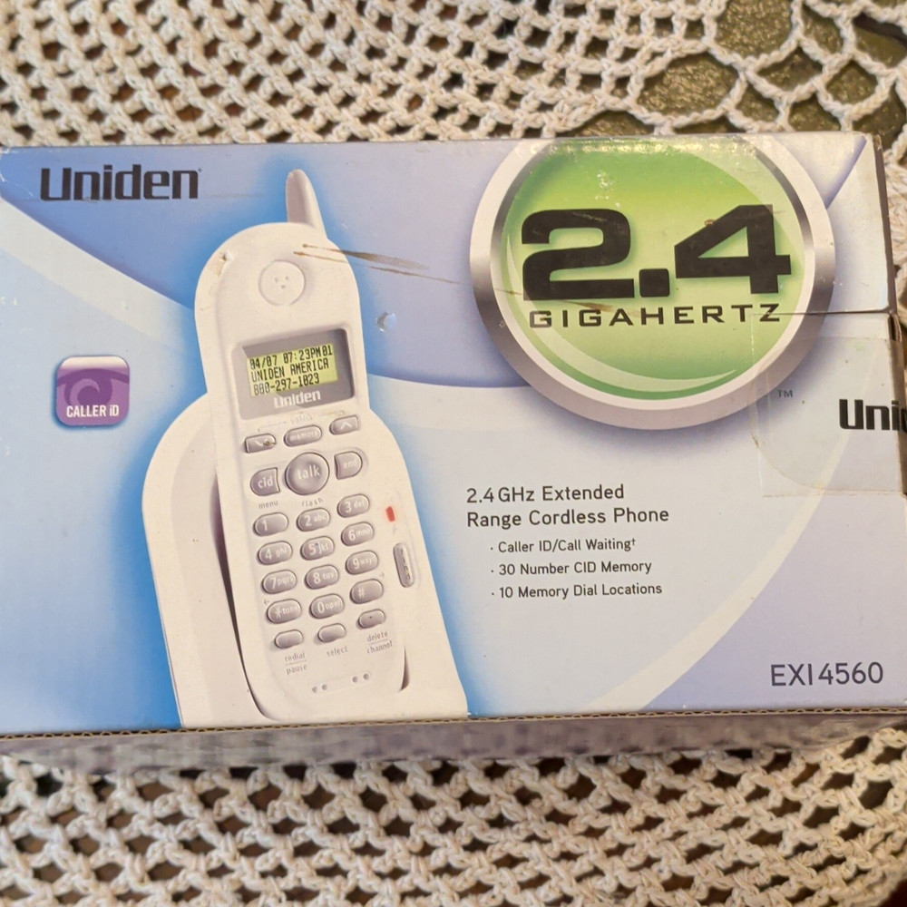 Uniden EXI4560 2.4 GHz Cordless Phone, White, 1 Handset, Caller ID