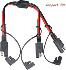 14AWG SAE DC Power Automotive Connector Cable Y Splitter 1 to 2 SAE Extension Ca