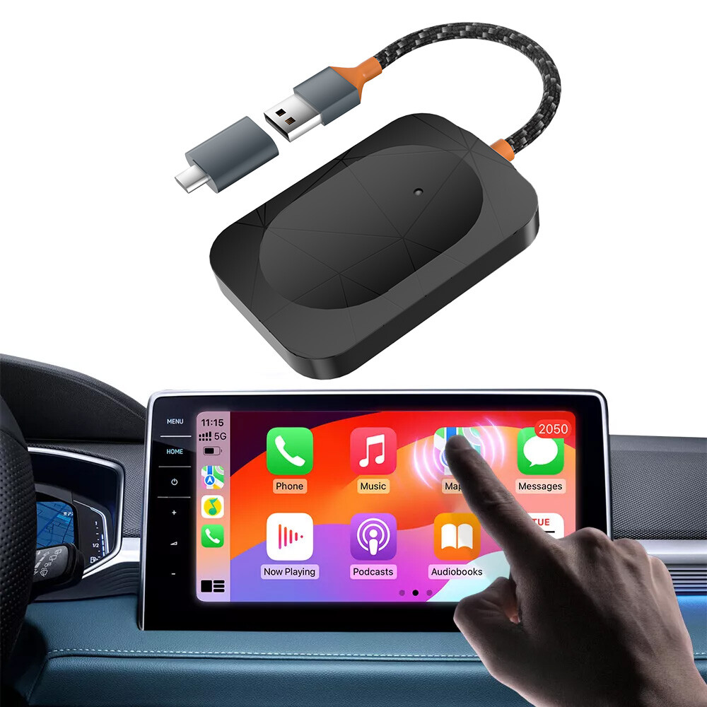 2-in-1 Wireless CarPlay Adapter Mini Dongle Adpater For Apple iOS & Android New