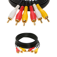 3 RCA to 3 RCA AV Cable Male-Male Stereo Audio Video Composite Gold Plated LOT