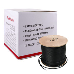 RG6 Cable COAXIAL 1000ft Bulk Coax DUAL / QUAD Outdoor 18AWG – BLACK WHITE