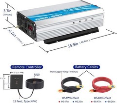 GIANDEL 2000W Power Inverter Modified Wave 12 Volt DC to 110V 120V AC Outlets