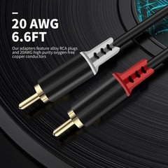 RCA to Speaker Wire Adapter, 2 Bare Cables Plug Adapter – 6.6FT