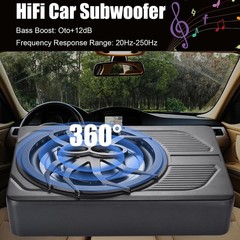 10″ 1200W Slim Under-Seat Subwoofer Powered Car Sub with Amp Speaker System kit