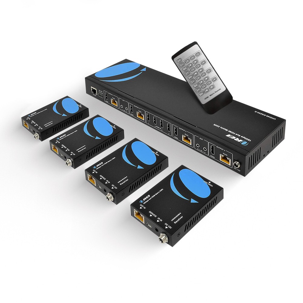 OREI 4K 4×4 HDMI Extender Matrix – 4K@60Hz Over CAT6/7 – 230 Ft(UHD48-EX230-K)
