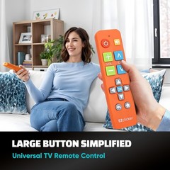 EZclicker Big Button Universal TV Remote (Orange) Simple Easy to Use, Orange