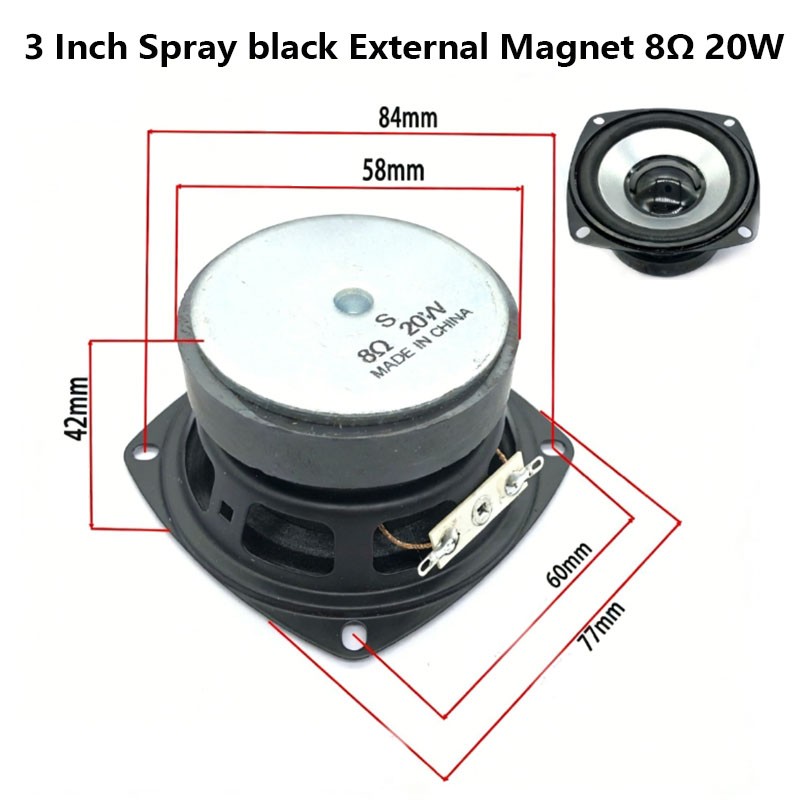 3 Inch 4Ω 8Ω 16Ohm 1W 2W 3W 5W 10W 20W Full-range Speaker Loudspeaker Waterproof
