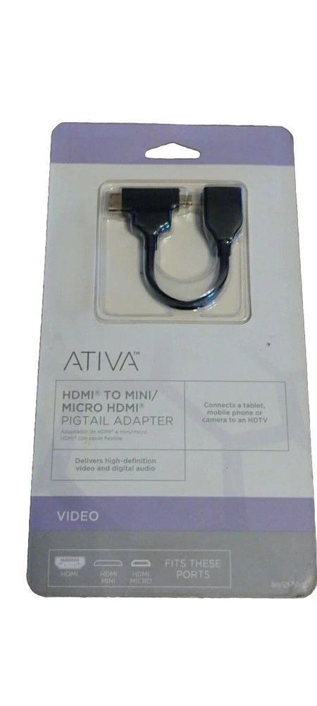 ATIVA HDMI to Mini / Micro HDMI Adapter, Black, 27525 – Versatile 3-in-1 High…