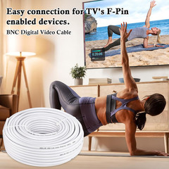RG6 Dual Shield Cable 50FT, 18 AWG 75 Ohm Bare Copper Conductor RG6 Coaxial Cabl