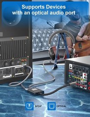 Optical Audio Splitter 1 in 2 Out Toslink Optical Audio Adapter Male to Female