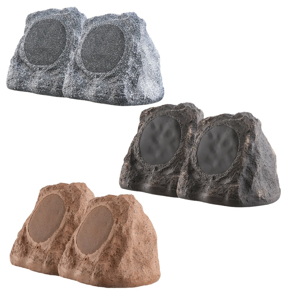 6.5″ Outdoor Rock Speaker Pair 150W Weather Resistant Brown, Grey or Slate RS670