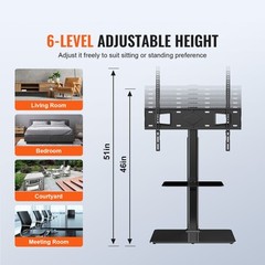 VEVOR TV Stand Mount Swivel Universal TV Stand for 32″-65″ TVs Adjustable Height